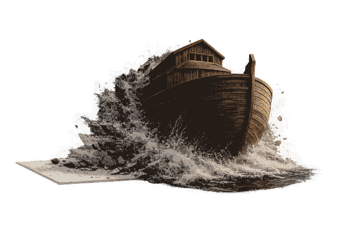 Noah’s ark bursting through the page